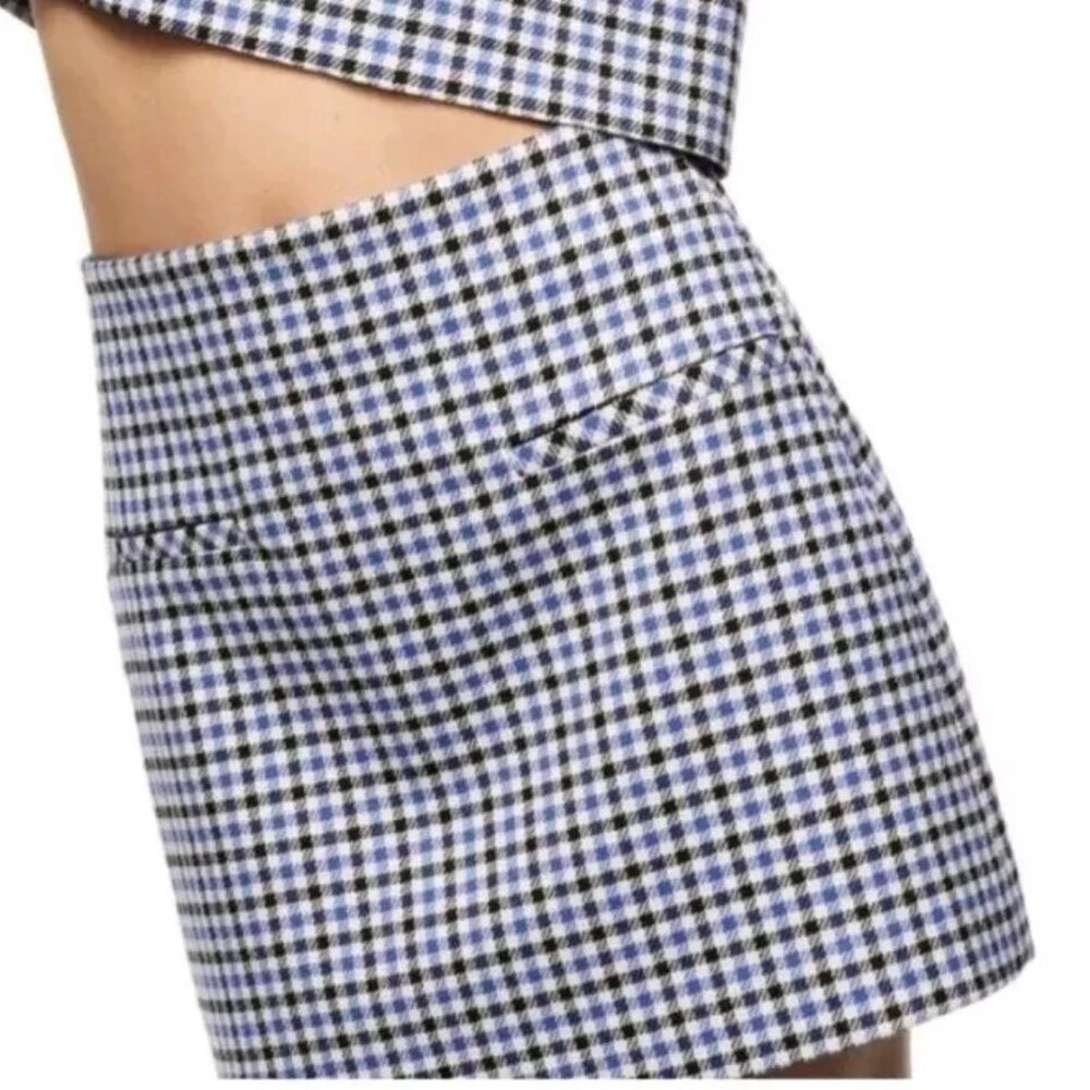 Checkered Blue and White Mini Skirt